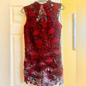 Red + Silver Lace Jumper